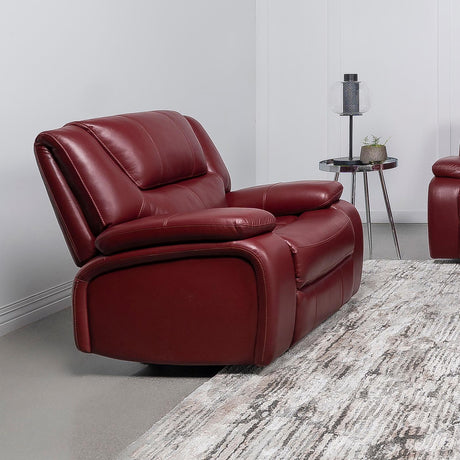 Camila Upholstered Glider Recliner Chair Red Faux Leather - 610243 - Luna Furniture