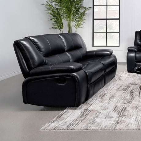 Camila Upholstered Motion Reclining Loveseat Black - 610245 - Luna Furniture