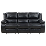 Camila Black Upholstered Motion Reclining Sofa from Coaster - Luna Furniture