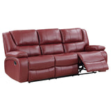 Camila Red Faux Leather Motion Reclining Sofa from Coaster - Luna Furniture