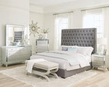 Camille Gray Queen Button Tufted Bed from Coaster - Luna Furniture