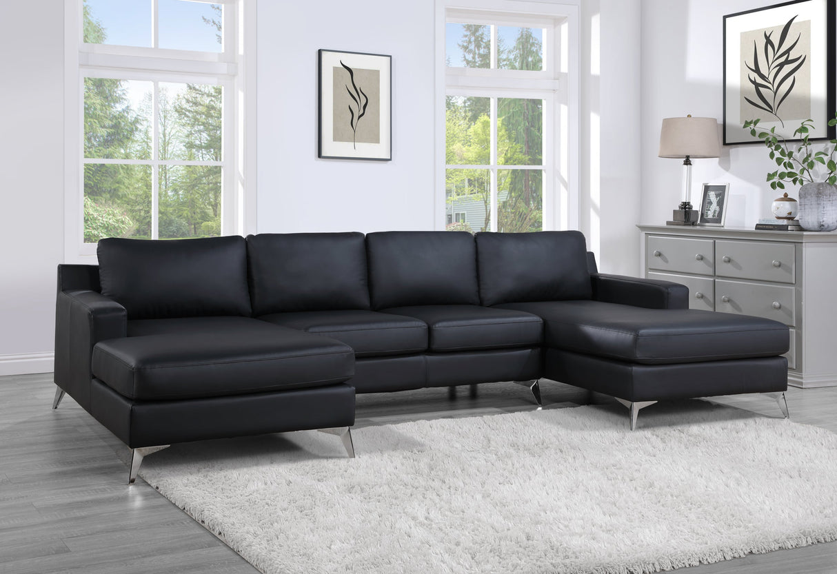 Candace Black Double Chaise Sectional from Happy Homes - Luna Furniture