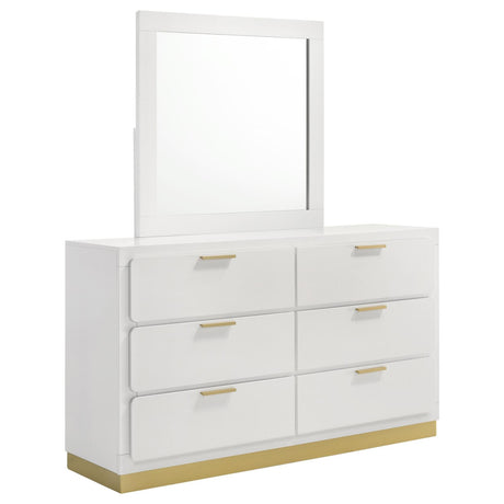 Caraway 6-drawer Bedroom Dresser with Mirror White - 224773M - Luna Furniture