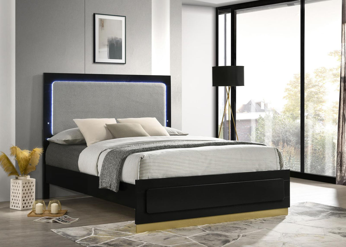 Caraway Black and Gray Eastern King Bed with LED Headboard from Coaster - Luna Furniture