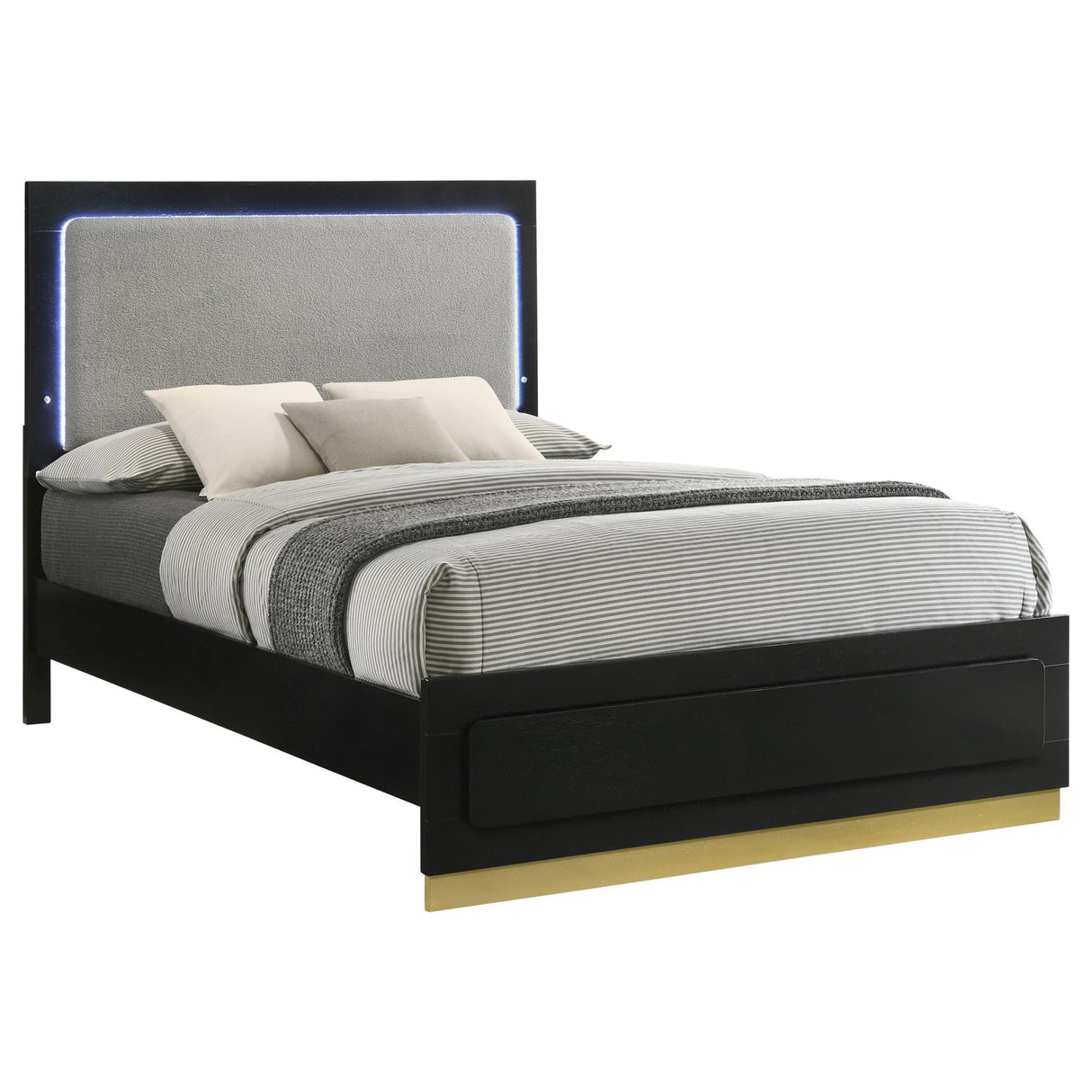 Caraway Black and Gray Queen Bed with LED Headboard from Coaster - Luna Furniture