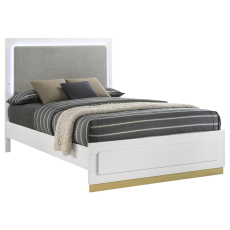 Caraway Queen Bed with LED Headboard White and Grey - 224771Q - Luna Furniture