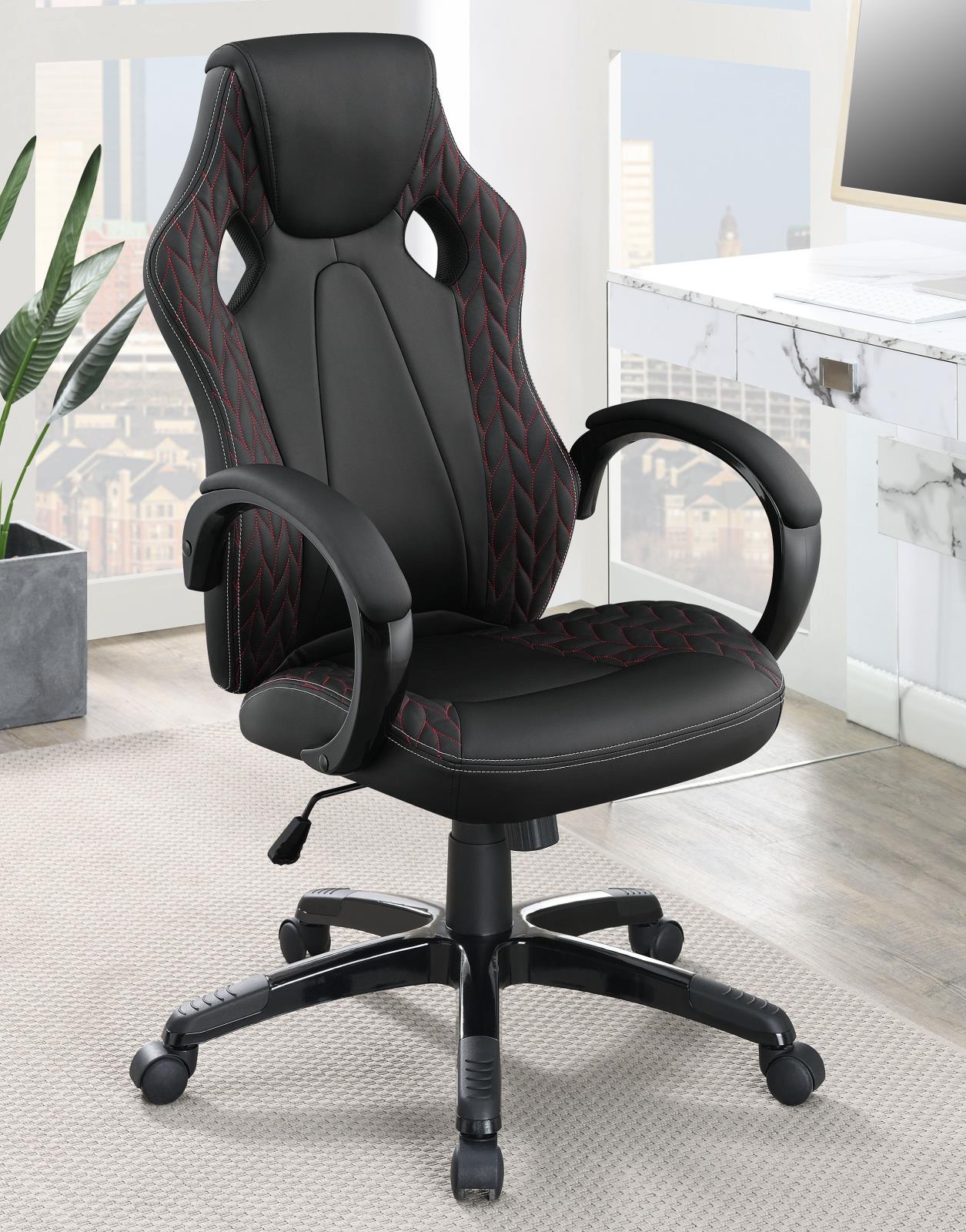 Carlos Arched Armrest Upholstered Office Chair Black - Luna Furniture