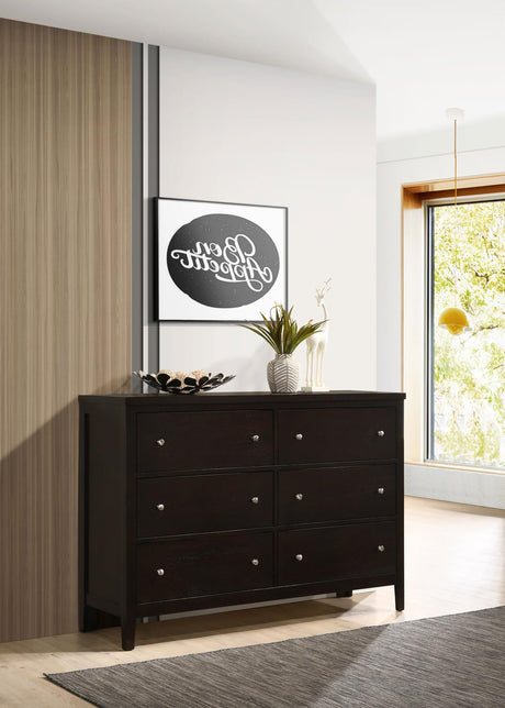 Carlton 6-drawer Rectangular Dresser Cappuccino - 202093 - Luna Furniture
