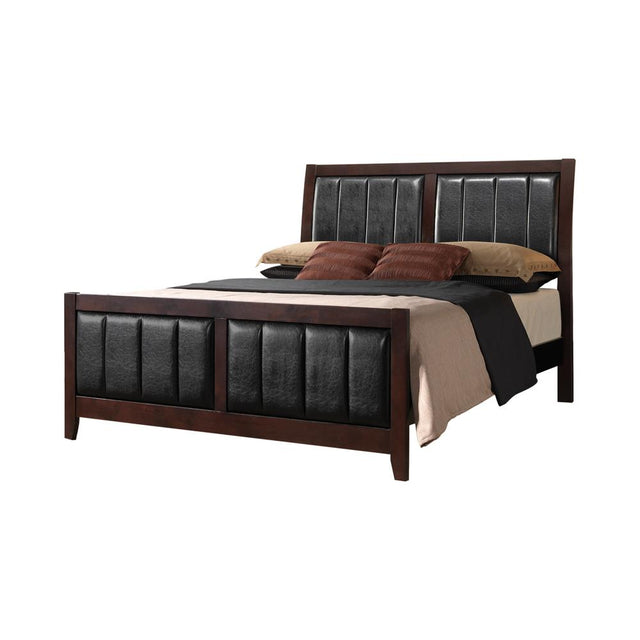 Carlton California King Upholstered Bed Cappuccino and Black - 202091KW - Luna Furniture
