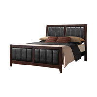 Carlton Eastern King Upholstered Bed Cappuccino and Black - 202091KE - Luna Furniture