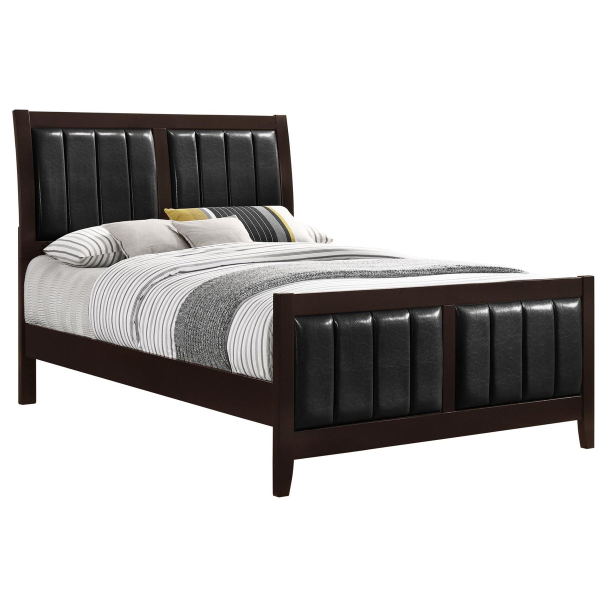 Carlton Cappuccino and Black Queen Upholstered Bed from Coaster - Luna Furniture