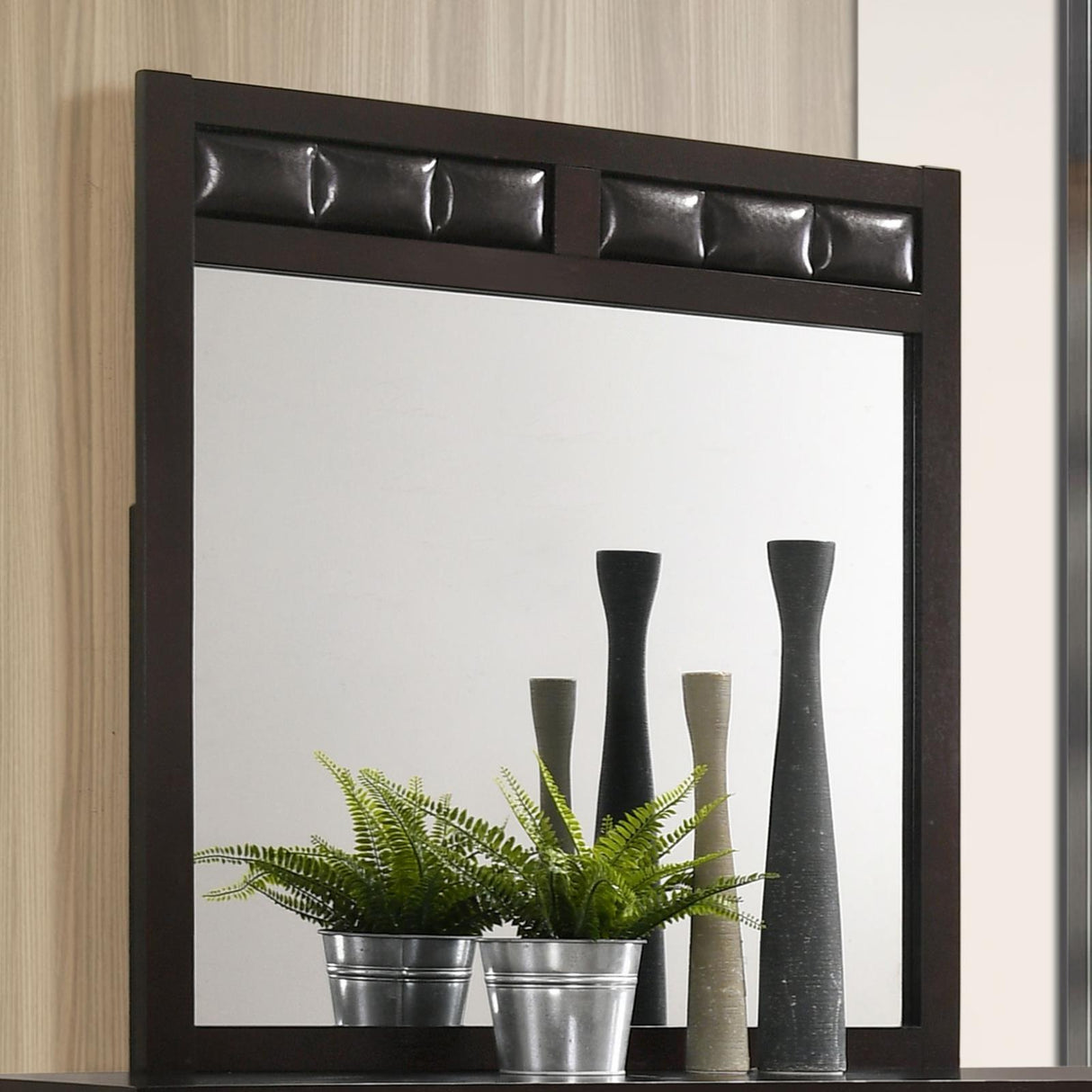 Carlton Cappuccino Upholstered Rectangular Mirror (Mirror Only) from Coaster - Luna Furniture