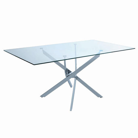 Carmelo X-shaped Dining Table Chrome and Clear - 107931 - Luna Furniture