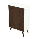 Caroline Mid Century Modern Solid Wood White Dresser 5-Drawer - AFC00052 - Luna Furniture