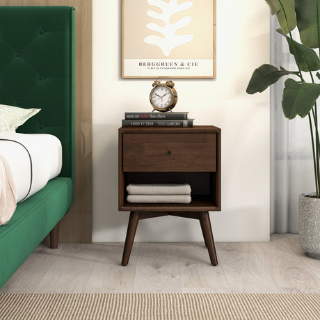 Caroline Mid Century Modern Style Night Stand 1-Drawer from Ashcroft Furniture - Luna Furniture