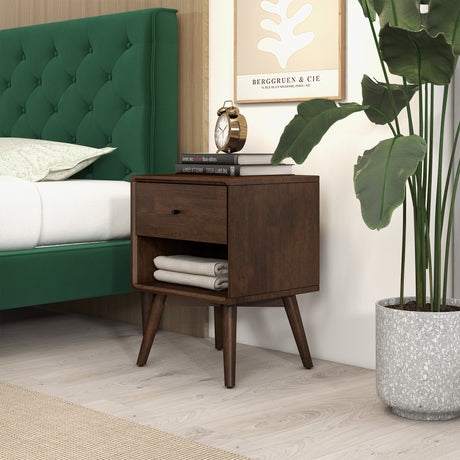 Caroline Mid Century Modern Style Night Stand 1-Drawer from Ashcroft Furniture - Luna Furniture