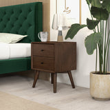 Caroline Mid Century Modern Style Night Stand 2-Drawer from Ashcroft Furniture - Luna Furniture