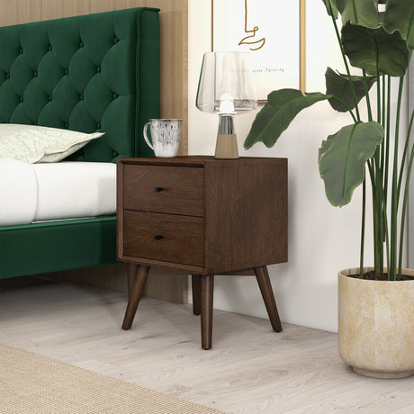 Caroline Mid Century Modern Style Night Stand 2-Drawer from Ashcroft Furniture - Luna Furniture