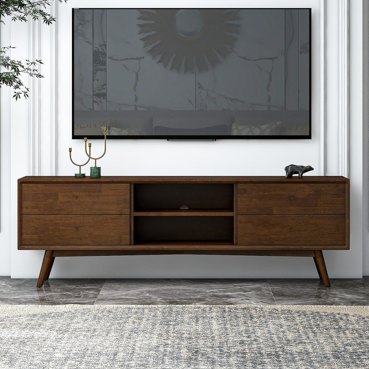 Caroline Mid Century Modern Style Walnut TV Stand up to 72" - AFC00020 - Luna Furniture