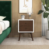 Caroline Mid Century Modern Style White Night Stand 2-Drawer from Midinmod - Luna Furniture