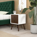 Caroline Mid Century Modern Style White Night Stand 2-Drawer - AFC00040 - Luna Furniture