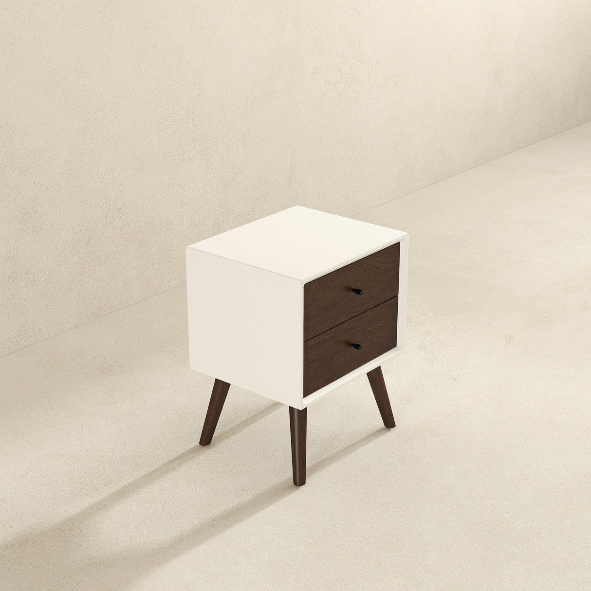 Caroline Mid Century Modern Style White Night Stand 2-Drawer from Midinmod - Luna Furniture