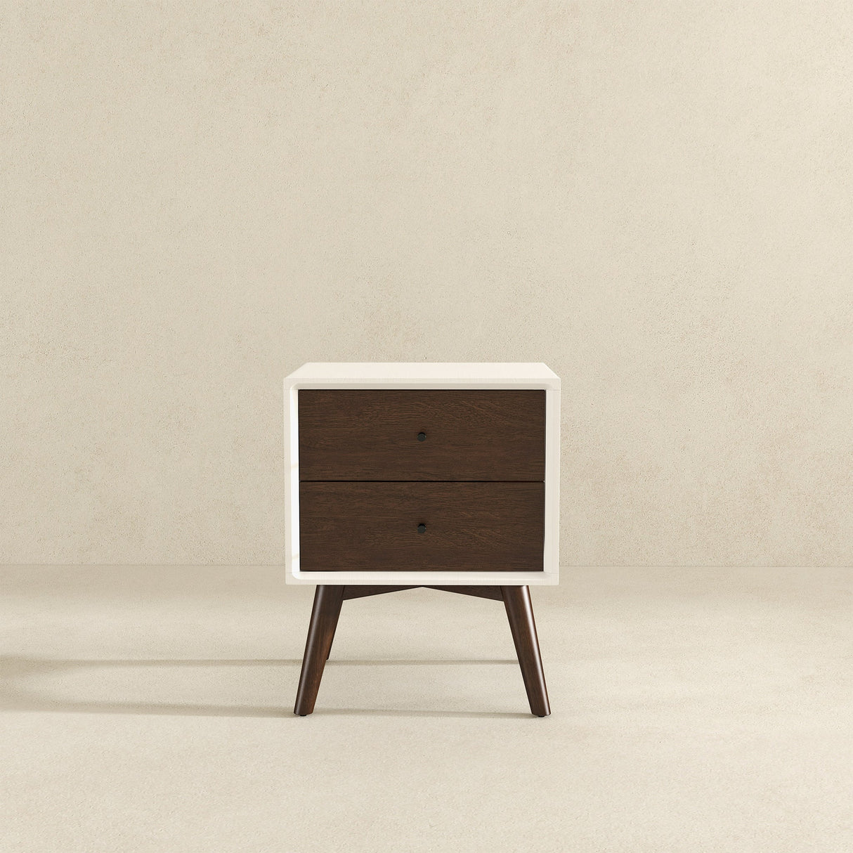 Caroline Mid Century Modern Style White Night Stand 2-Drawer from Midinmod - Luna Furniture