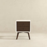 Caroline Mid Century Modern Style White Night Stand 2-Drawer - AFC00040 - Luna Furniture