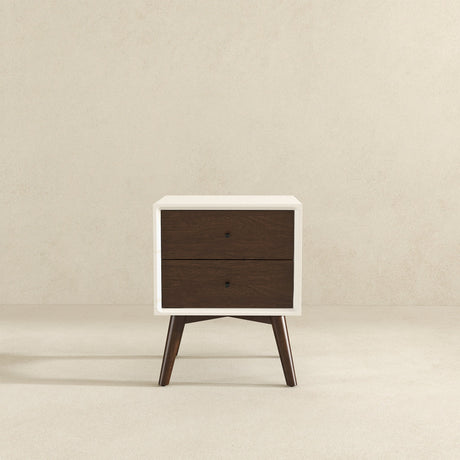 Caroline Mid Century Modern Style White Night Stand 2-Drawer from Midinmod - Luna Furniture