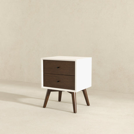 Caroline Mid Century Modern Style White Night Stand 2-Drawer from Midinmod - Luna Furniture