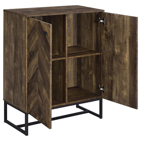 Carolyn Rustic Oak and Gunmetal 2-Door Accent Cabinet from Coaster - Luna Furniture
