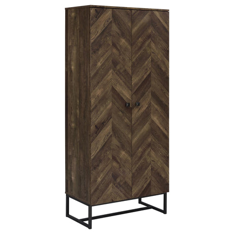 Carolyn Rustic Oak and Gunmetal 2-Door Accent Cabinet from Coaster - Luna Furniture