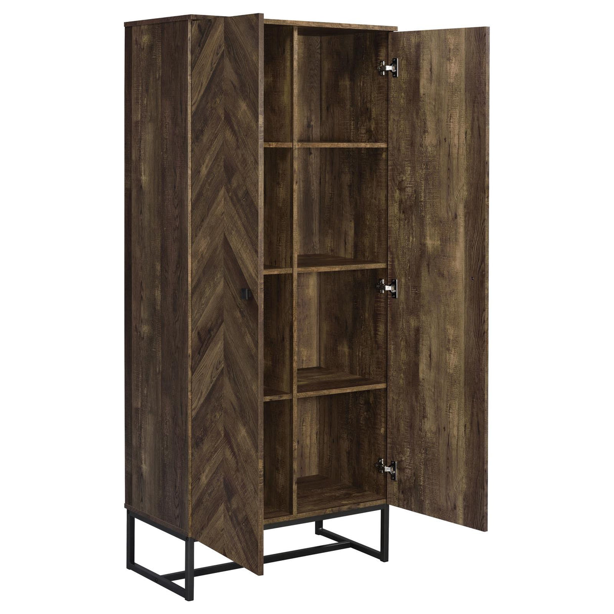 Carolyn Rustic Oak and Gunmetal 2-Door Accent Cabinet from Coaster - Luna Furniture