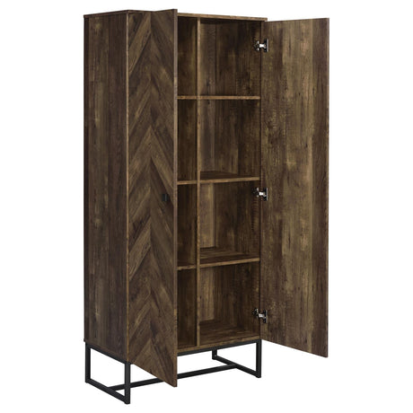 Carolyn Rustic Oak and Gunmetal 2-Door Accent Cabinet from Coaster - Luna Furniture