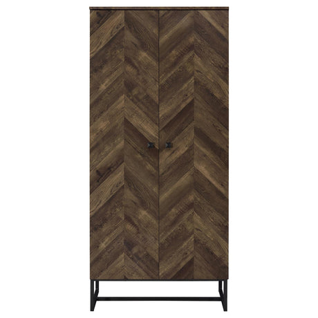Carolyn Rustic Oak and Gunmetal 2-Door Accent Cabinet from Coaster - Luna Furniture