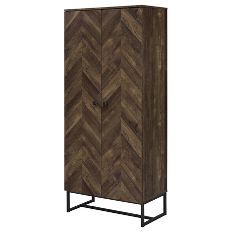 Carolyn Rustic Oak and Gunmetal 2-Door Accent Cabinet from Coaster - Luna Furniture