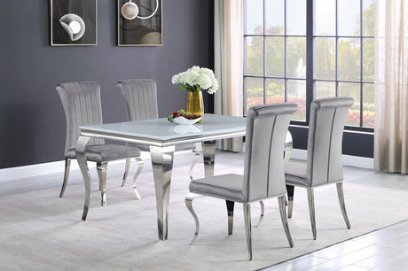 Carone 5-piece 61" Rectangular Dining Set Grey and Chrome - 115091-S5G - Luna Furniture