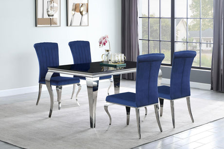 Carone 5-piece 61" Rectangular Dining Set Ink Blue and Chrome - 105071-S5B - Luna Furniture