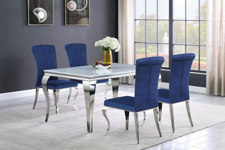 Carone 5-piece 61" Rectangular Dining Set Ink Blue and Chrome - 115091-S5B - Luna Furniture
