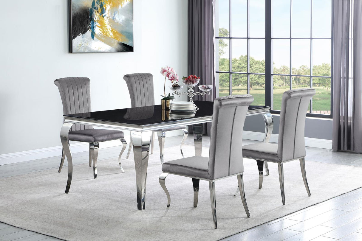 Carone Gray and Chrome 5-Piece 81" Rectangular Dining Set from Coaster - Luna Furniture