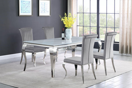 Carone 5-piece 81" Rectangular Dining Set Grey and Chrome - 115081-S5G - Luna Furniture