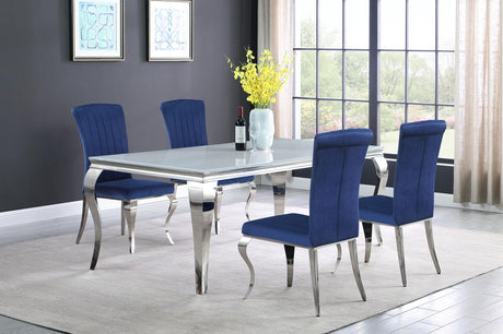 Carone 5-piece 81" Rectangular Dining Set Ink Blue and Chrome - 115081-S5B - Luna Furniture