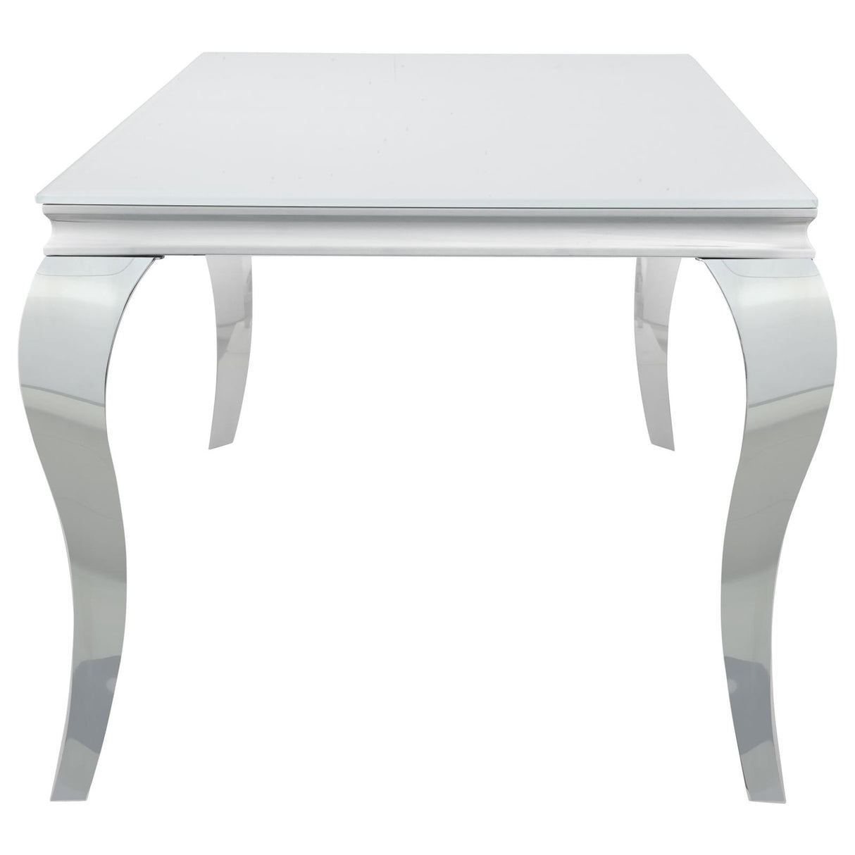 Carone White and Chrome Glass Top Dining Table from Coaster - Luna Furniture