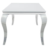 Carone White and Chrome Glass Top Dining Table from Coaster - Luna Furniture