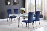 Carone White and Chrome Glass Top Dining Table from Coaster - Luna Furniture