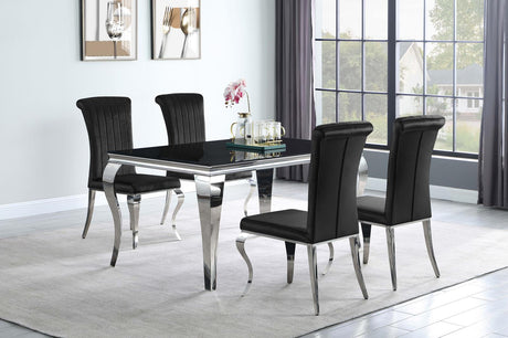 Carone Rectangular Dining Table Chrome and Black - 105071 - Luna Furniture