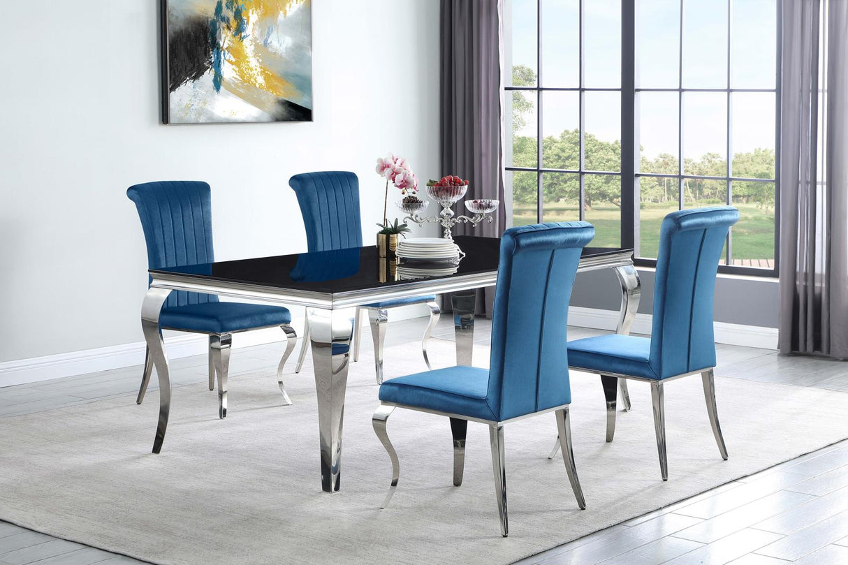 Carone Rectangular Glass Top Dining Table Black and Chrome - 115071 - Luna Furniture