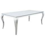 Carone White and Chrome Rectangular Glass Top Dining Table from Coaster - Luna Furniture