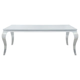 Carone White and Chrome Rectangular Glass Top Dining Table from Coaster - Luna Furniture