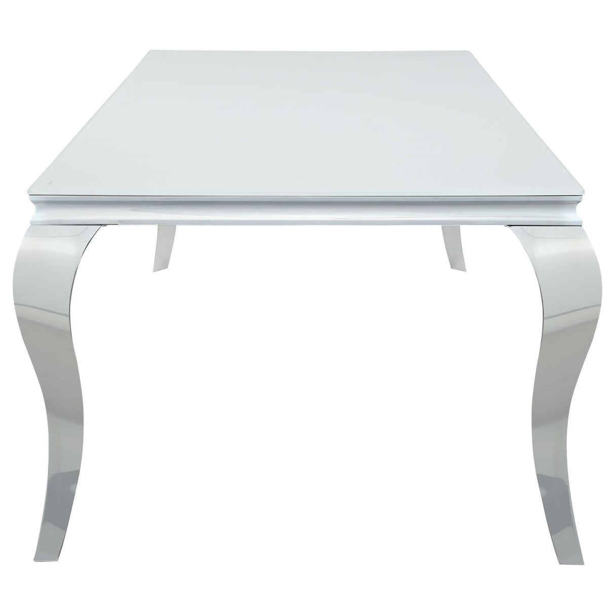 Carone Rectangular Glass Top Dining Table White and Chrome - 115081 - Luna Furniture